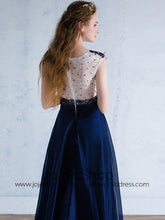 Modest Blue Formal Prom Evening Dress
